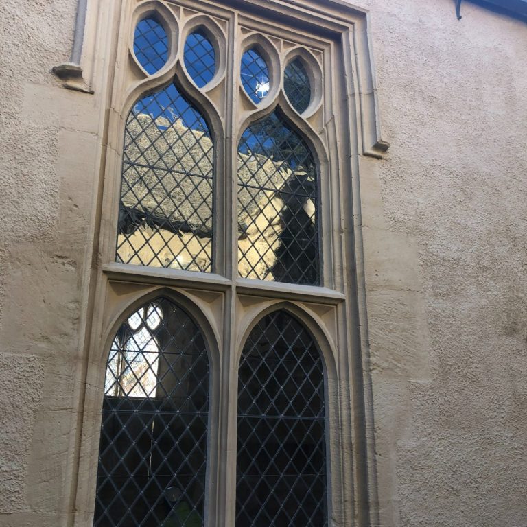 Tracery window with leaded lights